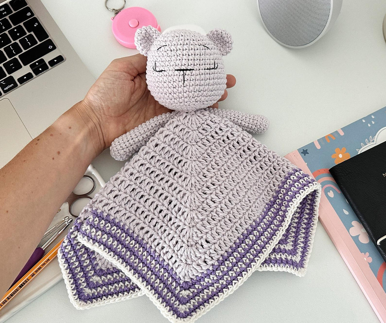 Bear lovey blanket crochet pattern