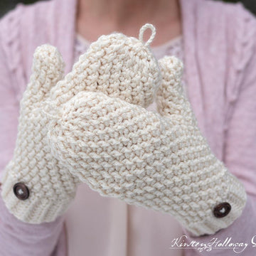 Double Seed Stitch Convertible Mittens