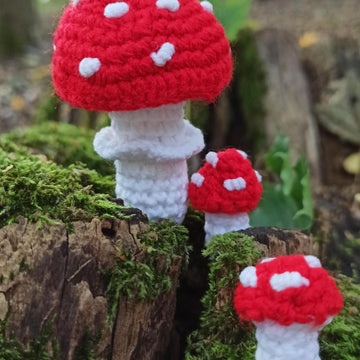 Mushrooms crochet pattern, Christmas tree ornaments, amigurumi food pattern