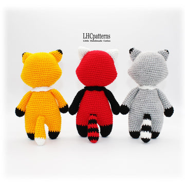Fox, Raccoon and Red Panda Crochet Pattern