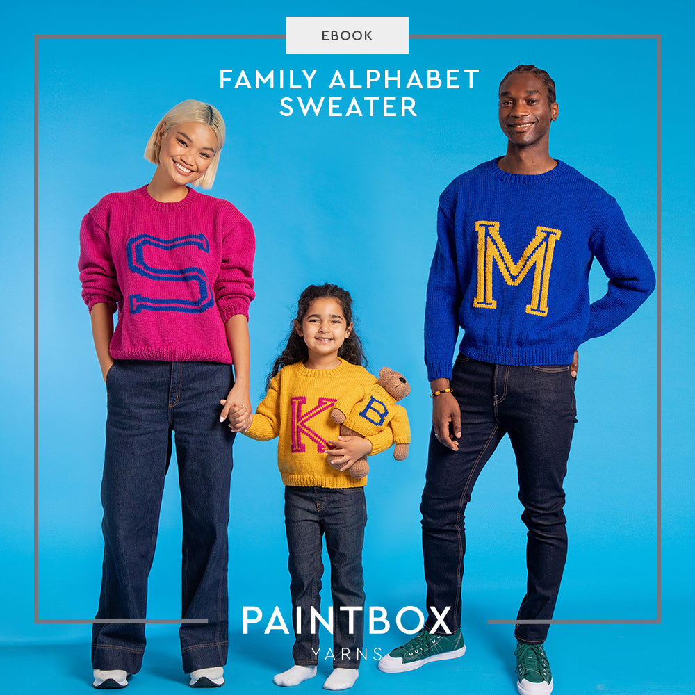 Family Alphabet Sweater Ebook - Free Knitting Patterns in Paintbox Yarns Simply Aran