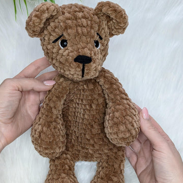 Crochet bear snuggler pattern, easy crochet baby lovey blanket pattern