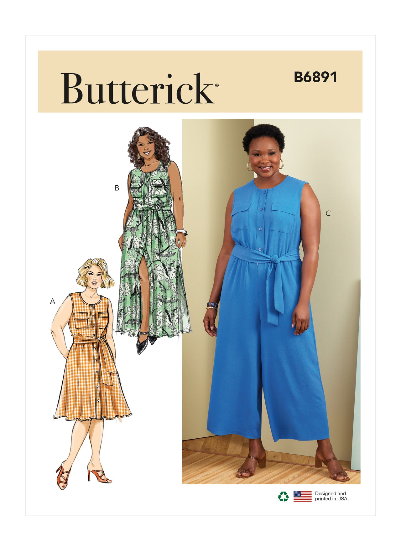 Butterick Women's Dress, Jumpsuit and Sash B6891 - Sewing Pattern