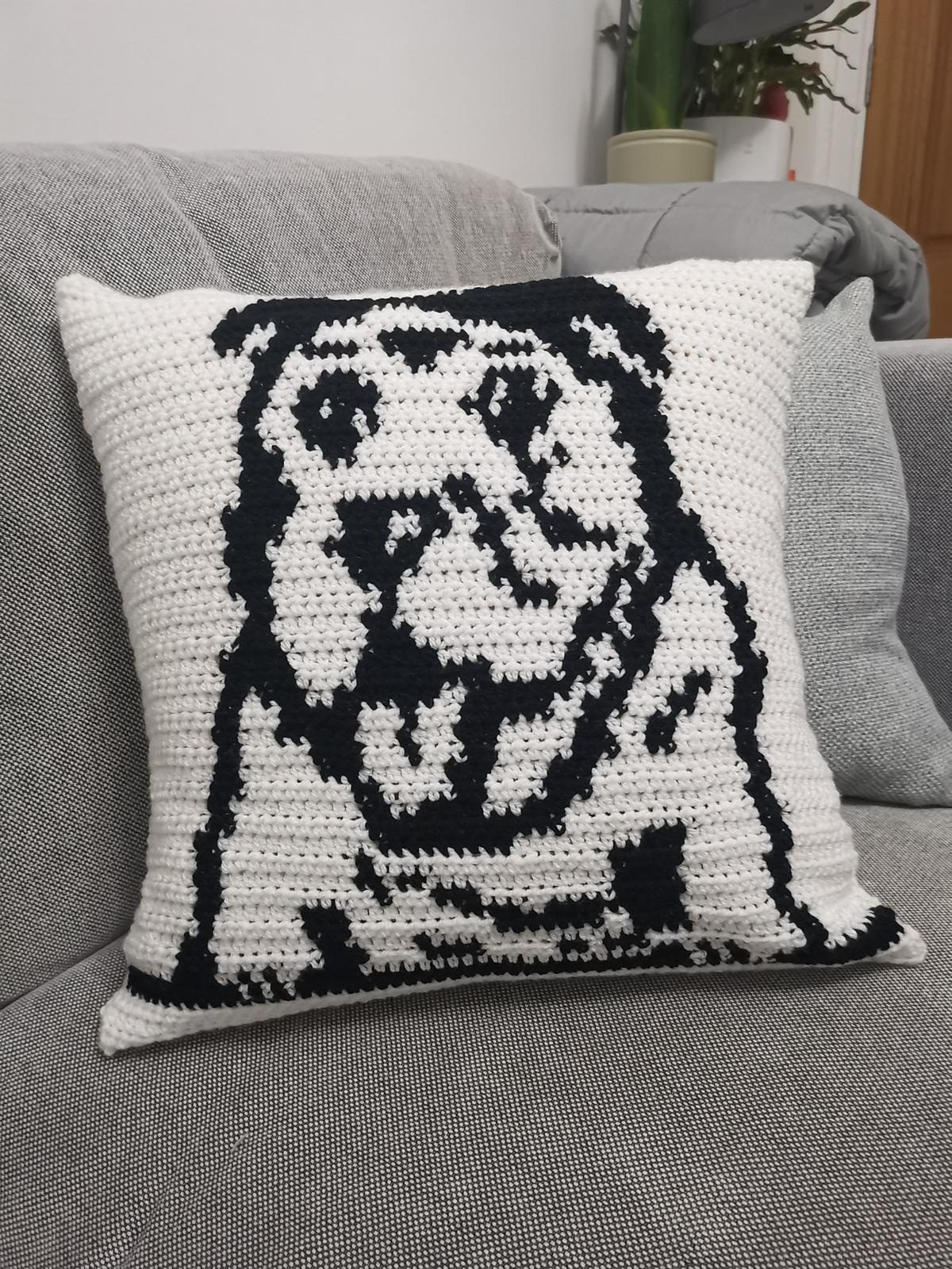 Black & White British Bulldog Cushion