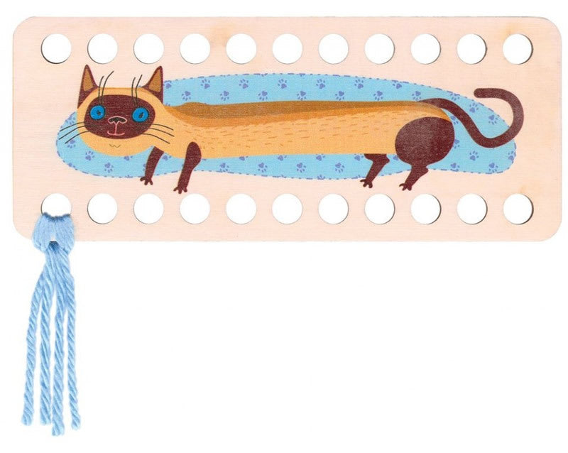 RTO Yarn Holder - Rectangular Printed Cat Blue