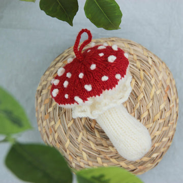 Knitted Fly Agaric Ornament Pattern: Christmas Toadstool Toy (PDF Tutorial)