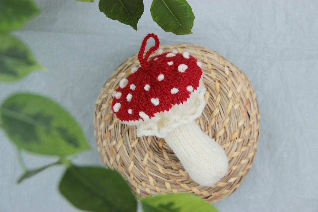 Knitted Fly Agaric Ornament Pattern: Christmas Toadstool Toy (PDF Tutorial)