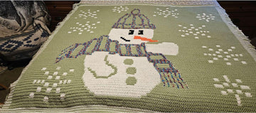 Snowman Overlay Mosaic Crochet Blanket Pattern