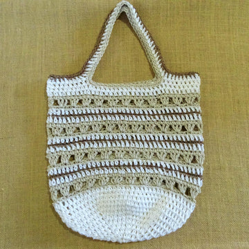 Crochet  Cotton Linen Tote Bag