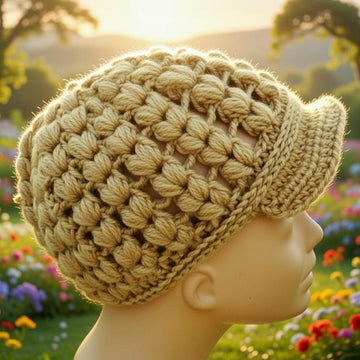 Crochet Beanie Hat Pattern + Video – Popcorn Stitch Bonnet PDF + Video Tutorial