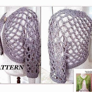 134 OPEN WEAVE SHRUG, crochet pattern