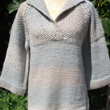 Chunky Raglan Overtop with Staggered Side Slits & Collar