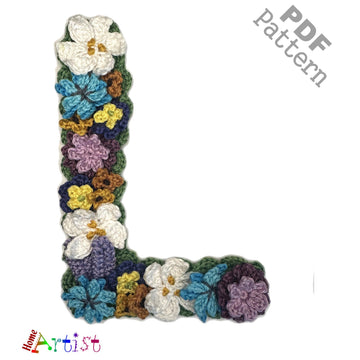 Floral letter L crochet applique pattern