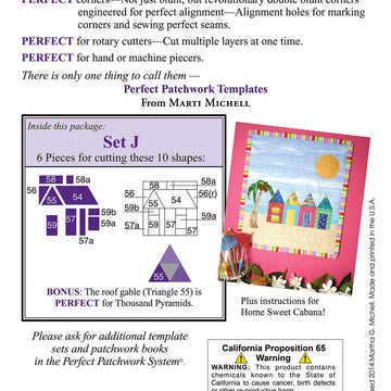 Marti Michell Set J Perfect Patchwork Quilting Template