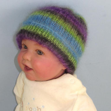 Baby Angel Print Mohair Rib Beanie Hat
