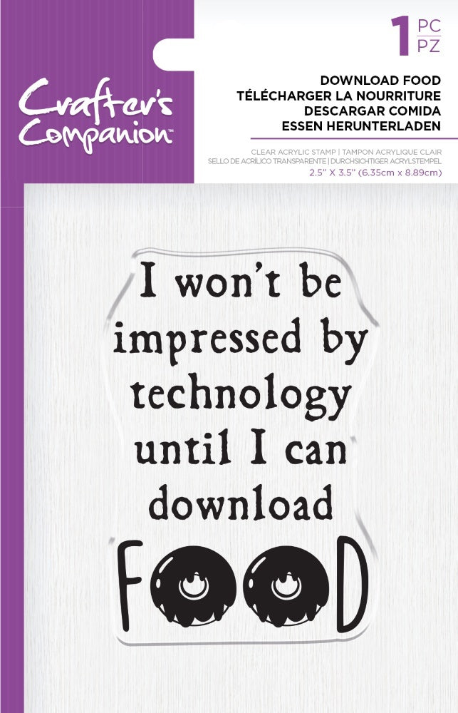 Crafter's Companion Clear Acrylic Quirky Stamp 2.5"X3.5" - Download Food