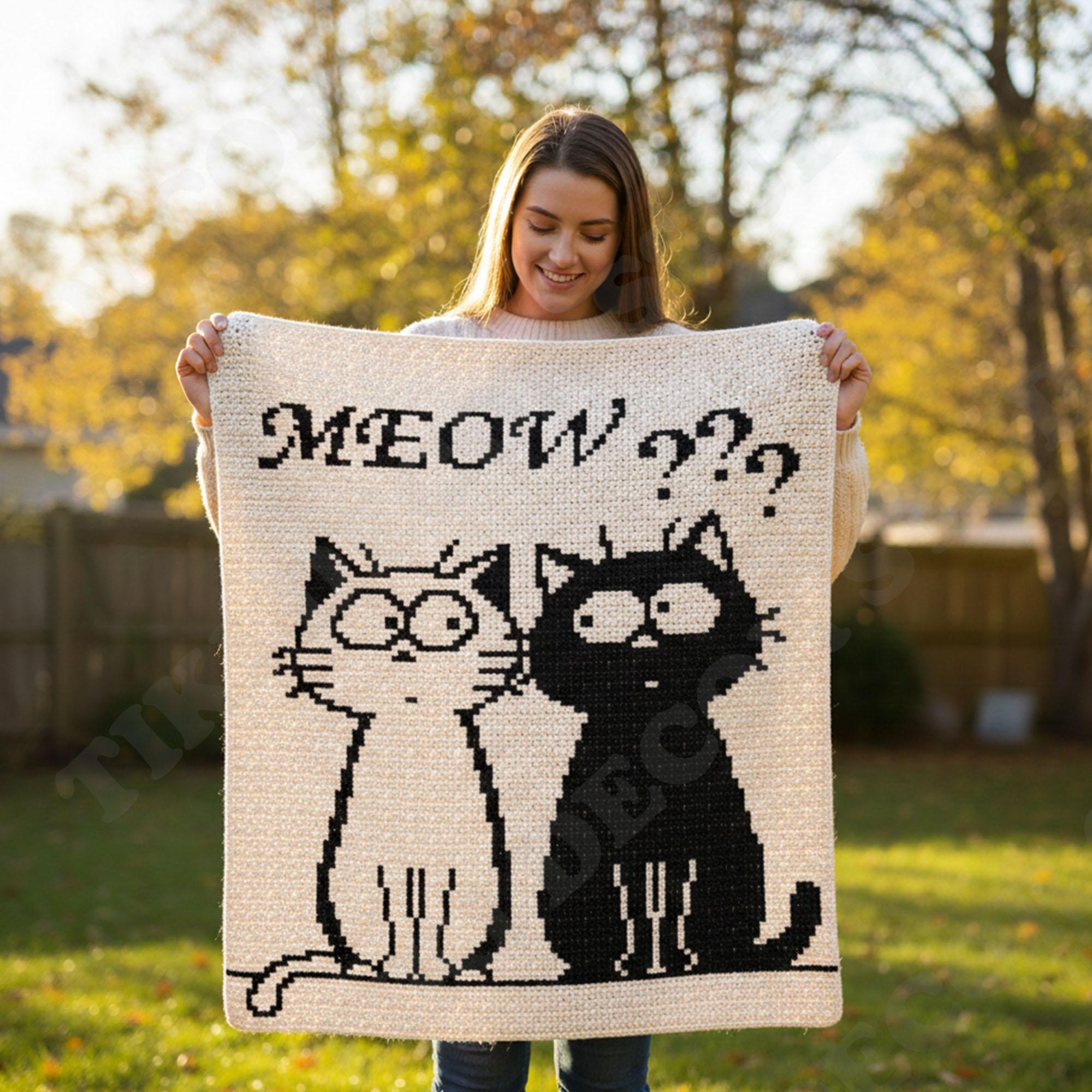 Cats Meow Blanket SINGLE CROCHET PATTERN