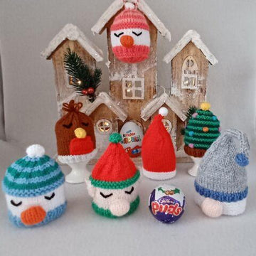 Christmas Egg Cosy/Bauble Knitting Pattern Snowman Robin Gone