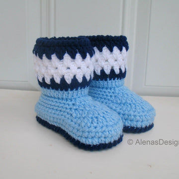 Crochet Blue Toddler Booties