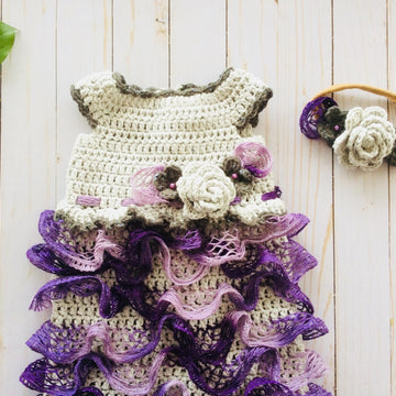 Crochet Baby Ruffled Dress and Headband