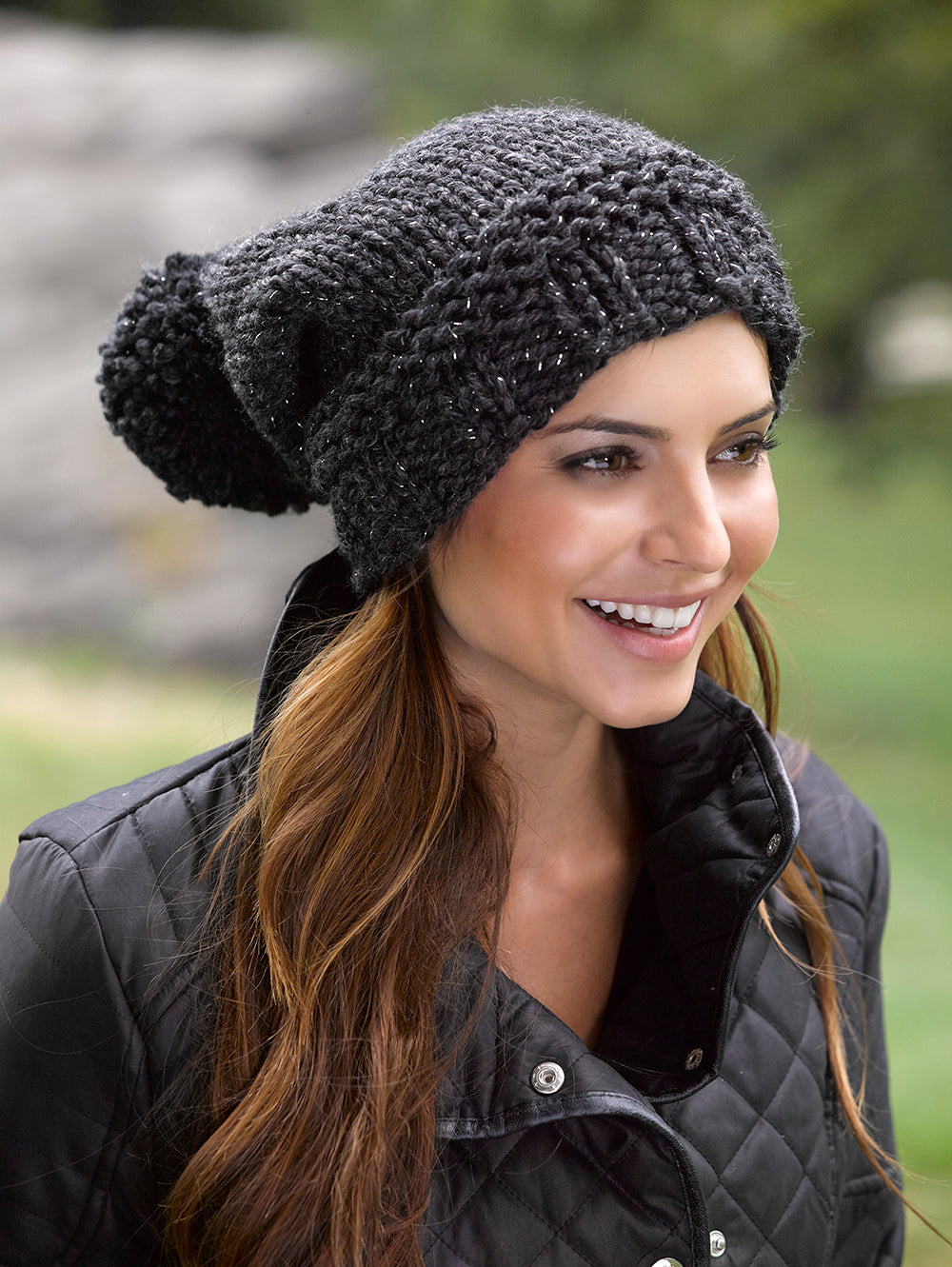 Pompoms Hat in Lion Brand Wool-Ease Thick & Quick - L32106C