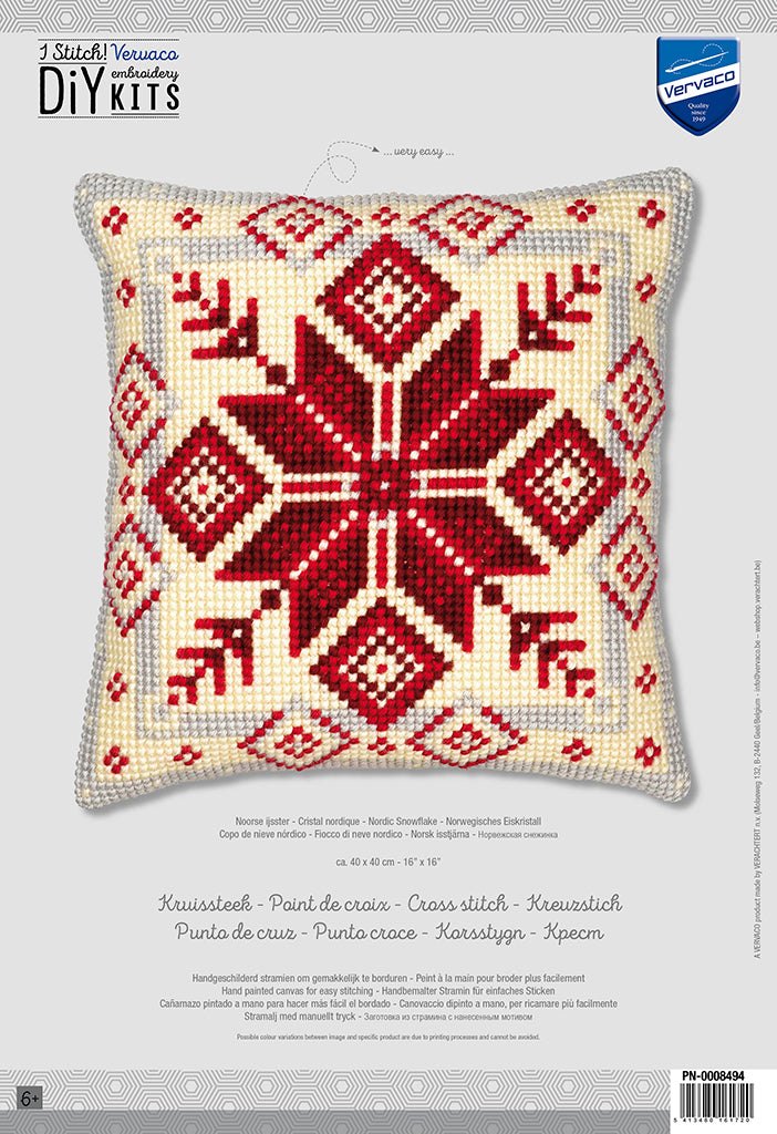 Vervaco Nordic Snowflake Cushion Front Chunky Cross Stitch Kit - 40cm x 40cm