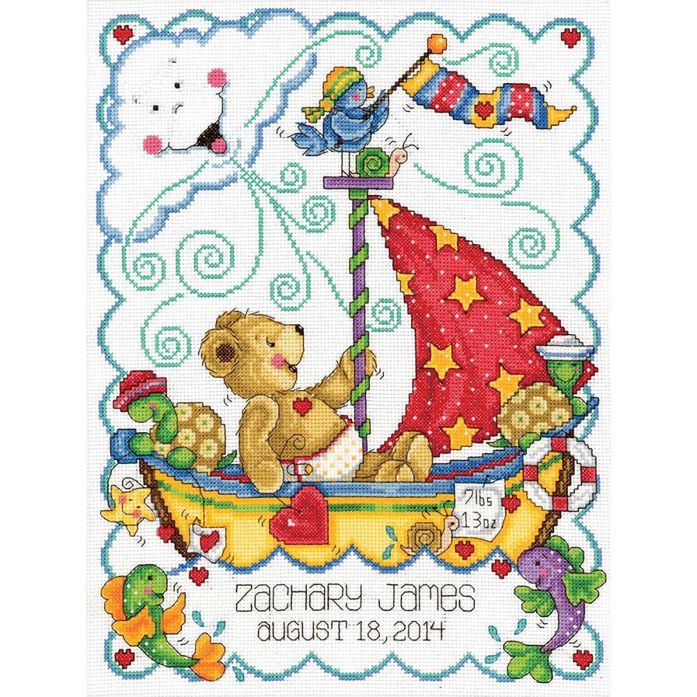 Tobin Birth Record 11in x 14in Sail Away Cross Stitch Kit