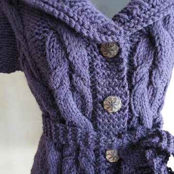 #118 Fitted Cabled Shawl-Collared Vest