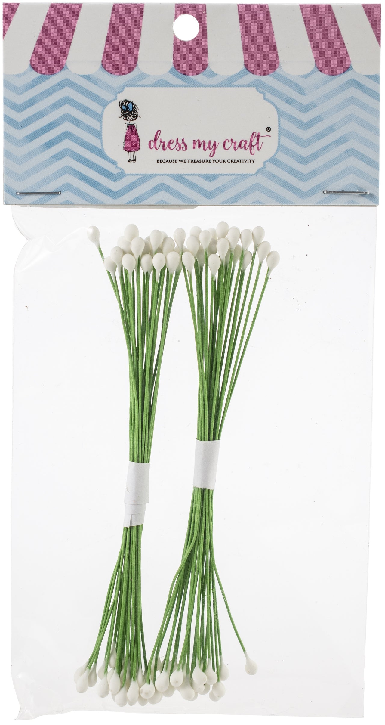 Dress My Craft Drop Shape Wire Pollen 2/Pkg - #2 White, 2 Bunches/20 Each, 2.7mm