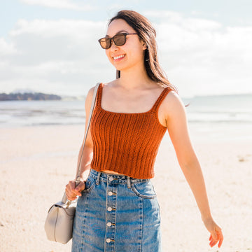 Terracotta Ribbed Crop Top