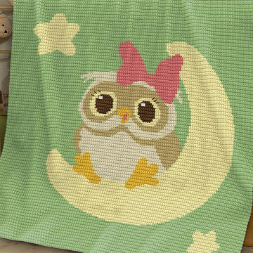 CROCHET Baby Blanket - Owl on the Moon