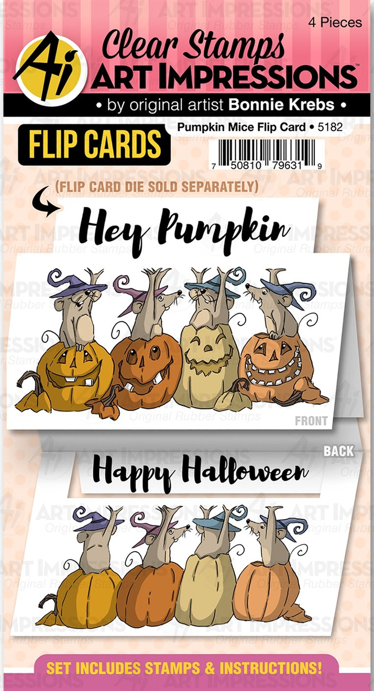 Art Impressions Flip Card Clear Stamp - Pumpkin Mice