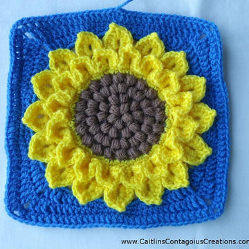 Crocodile Stitch Sunflower Square