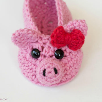 Pink Piggy Baby Booties