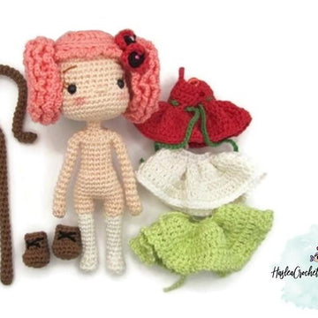 Doll crochet pattern tutorial "Shepherdess"