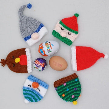 Christmas Egg Cosy/Bauble Knitting Pattern Snowman Robin Gone