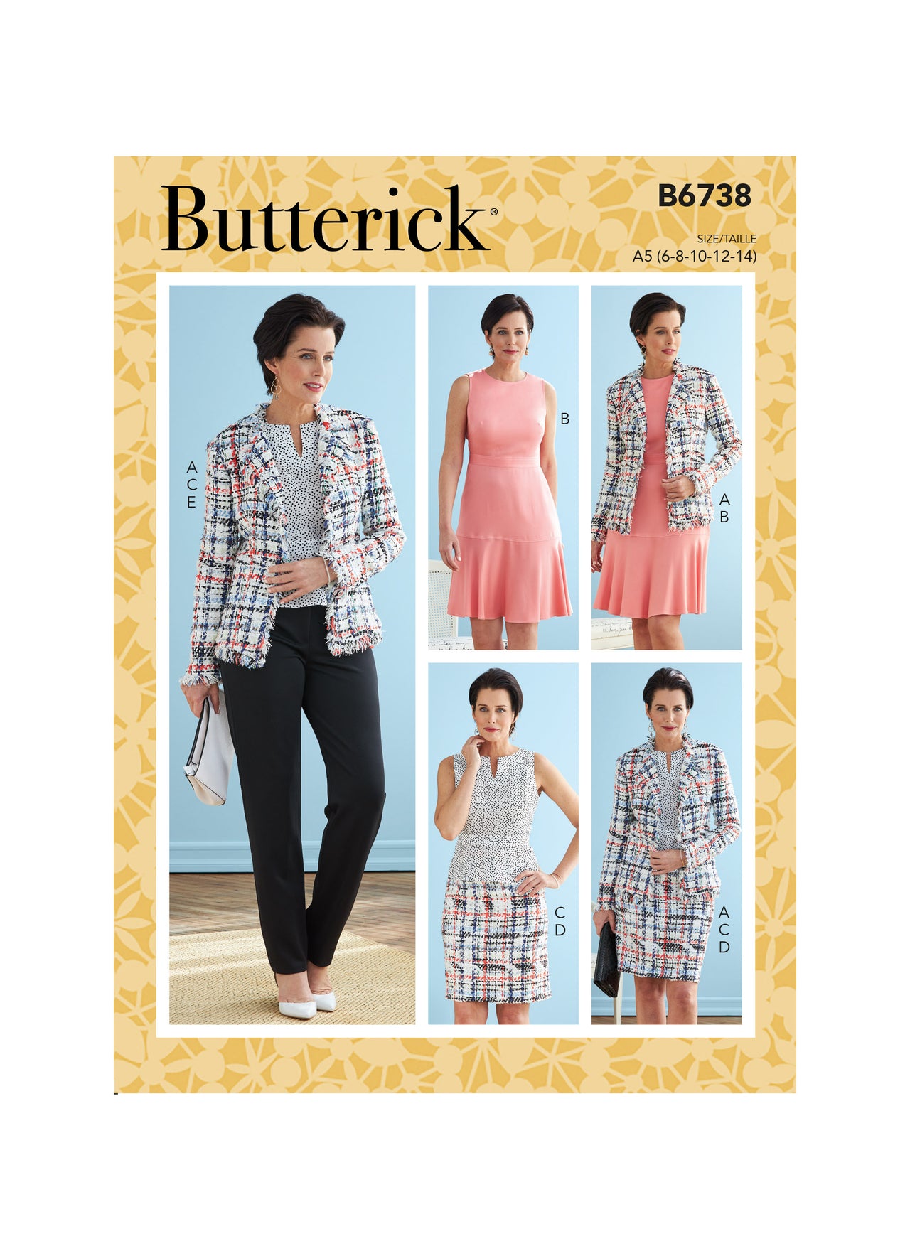 Butterick Misses' Jacket, Dress, Top, Skirt & Pants B6738 - Sewing Pattern