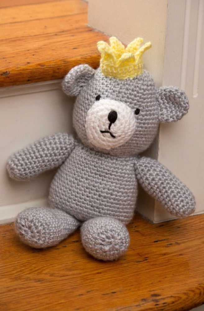 Birthday Bear for a Prince in Red Heart Soft Baby Steps Solids - LW4264