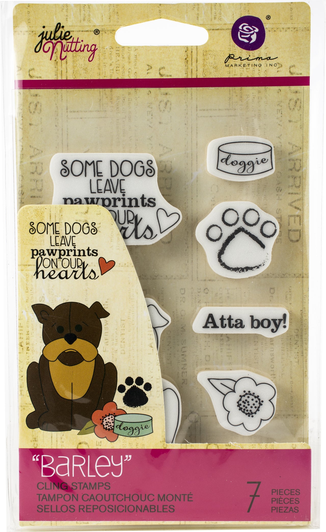 Prima Marketing Julie Nutting Mixed Media Cling Rubber Stamp - Barley