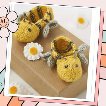 Baby Bumble Bee Booties Knitting Pattern