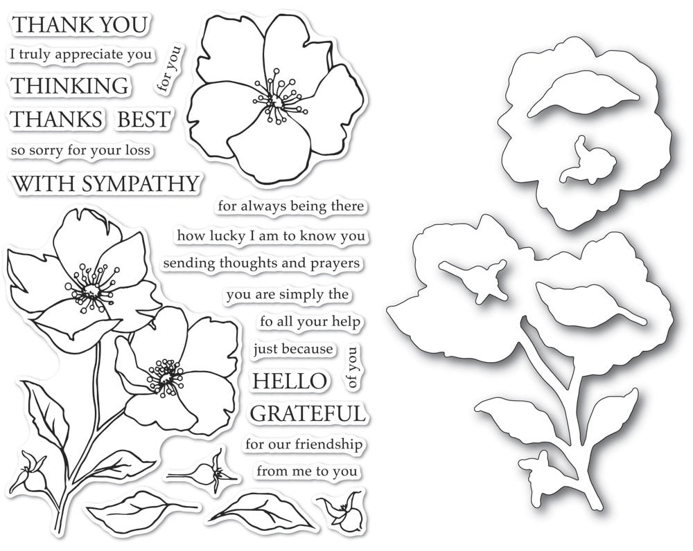 Memory Box Stamp & Die Set - Wild Rose Stem