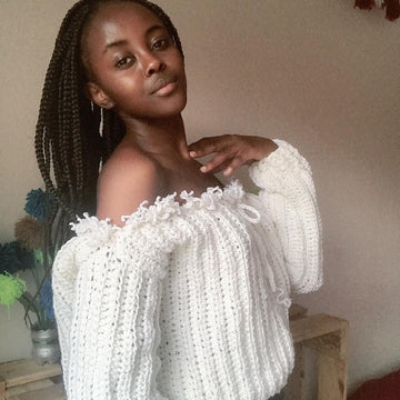 Ribbed offshoulder sweater
