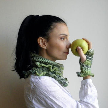 Infinity loop scarf with ruffles