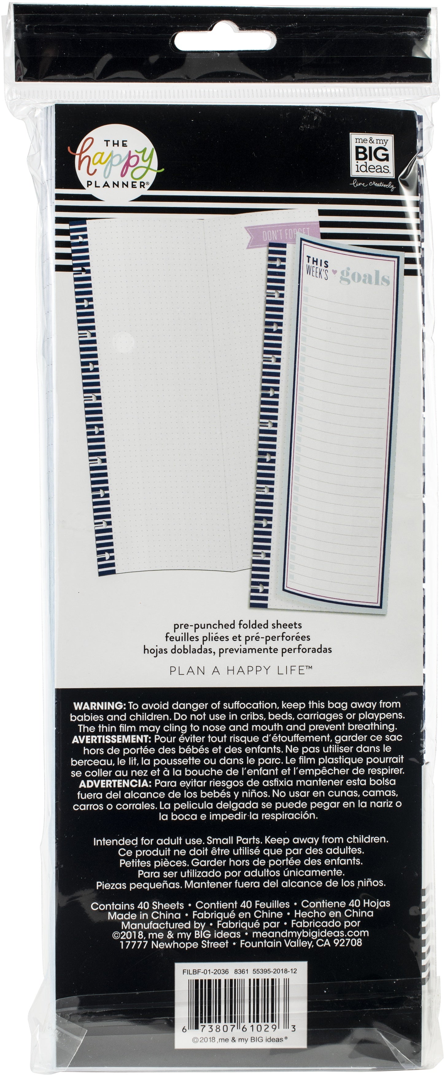 Happy Planner Big Folded Fill Paper 40/Pkg - This Weeks Goals