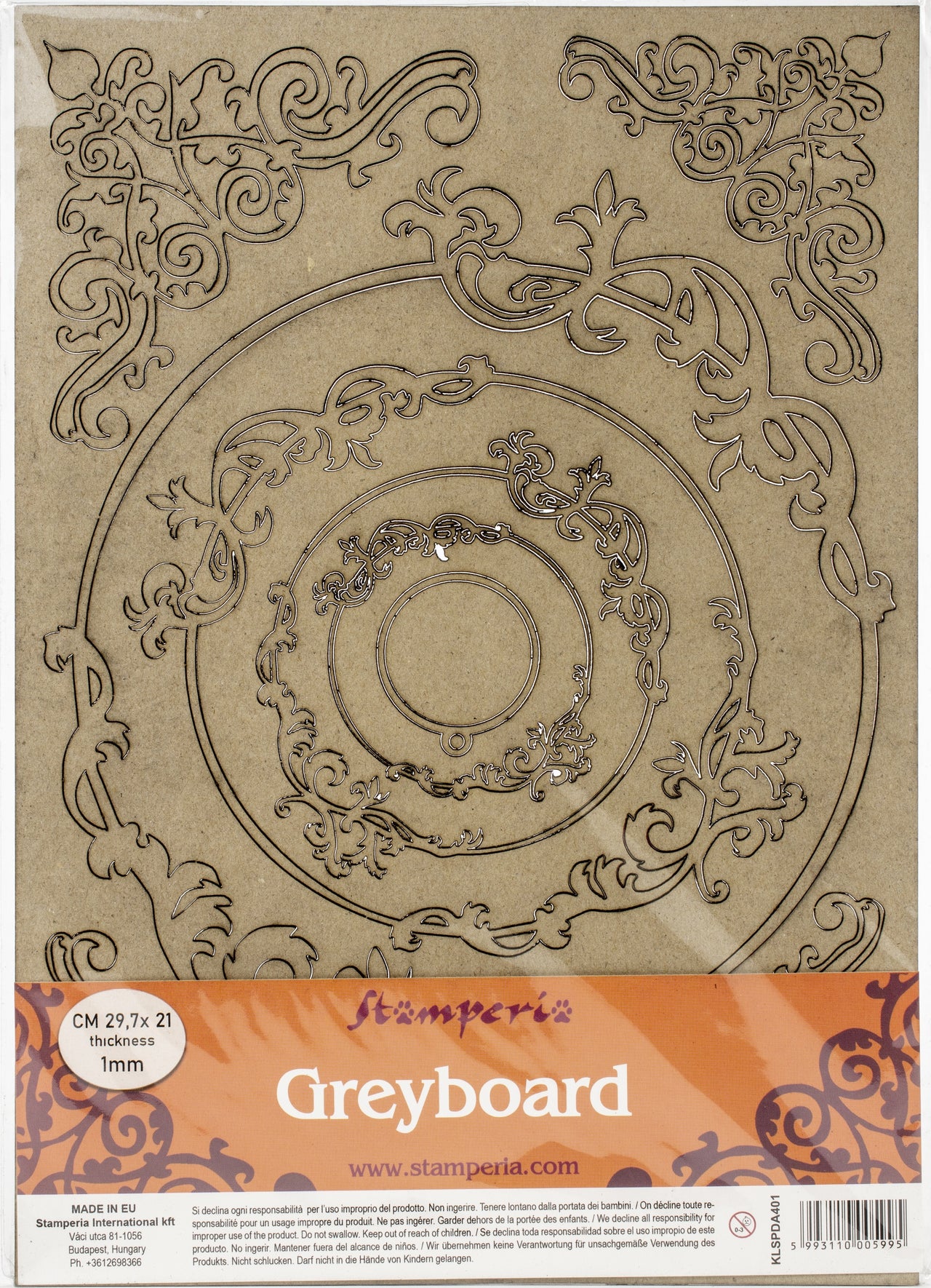 Stamperia Intl Stamperia Greyboard Cut-Outs A4 1mm Thick - Frames & Rounds