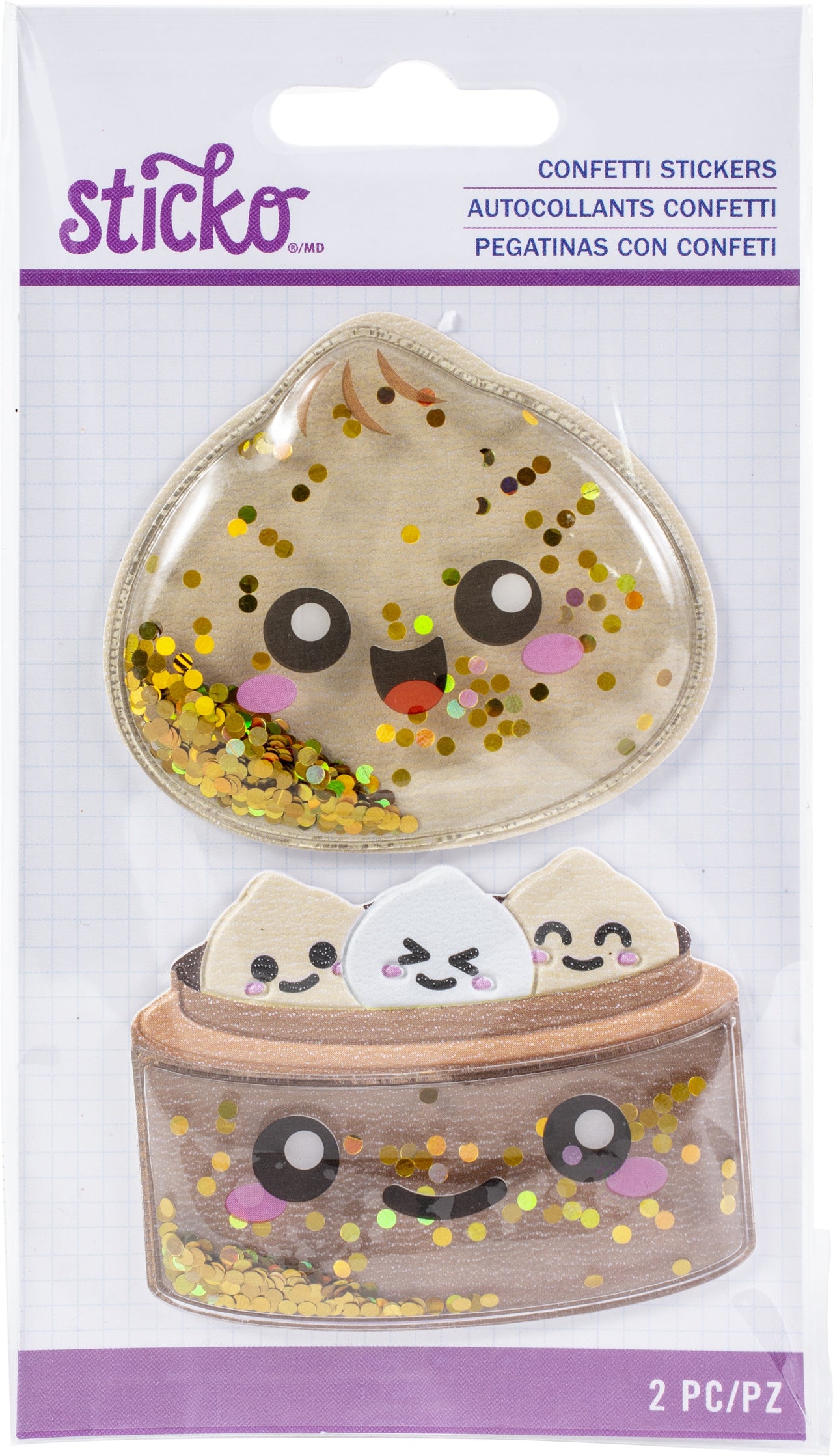 Sticko Confetti Stickers - Dumpling, 2/Pkg