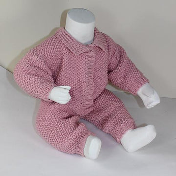 Baby Simple Aran Moss Stitch Collar Onesie