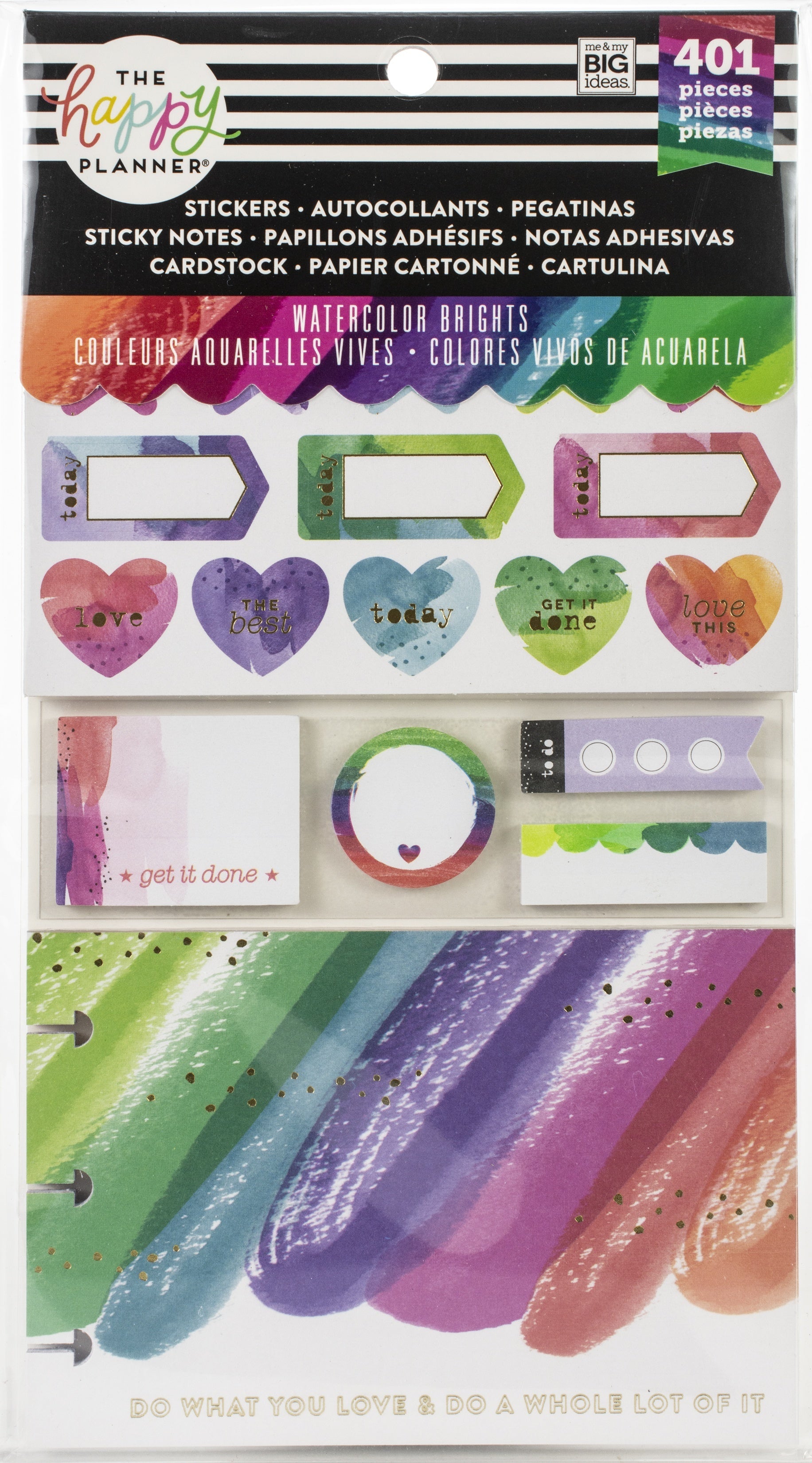 Happy Planner Note Cards/Sticky Note Multi Pack - Watercolor Brights, 401/Pkg
