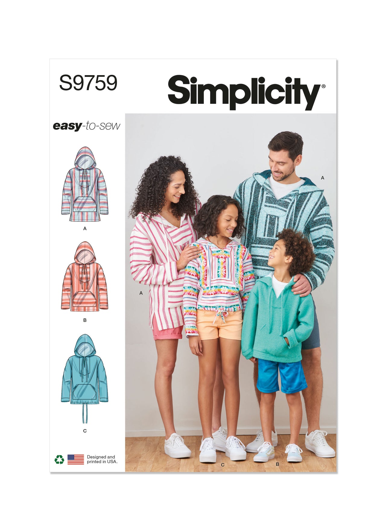 Simplicity Children's, Teens' and Adults' Hoodie S9759 - Sewing Pattern