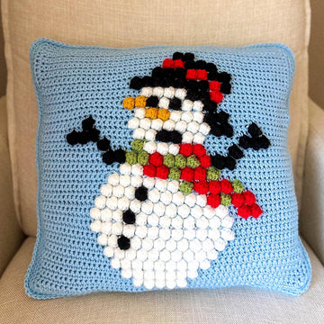 Snowman Bobble Stitch Pillow